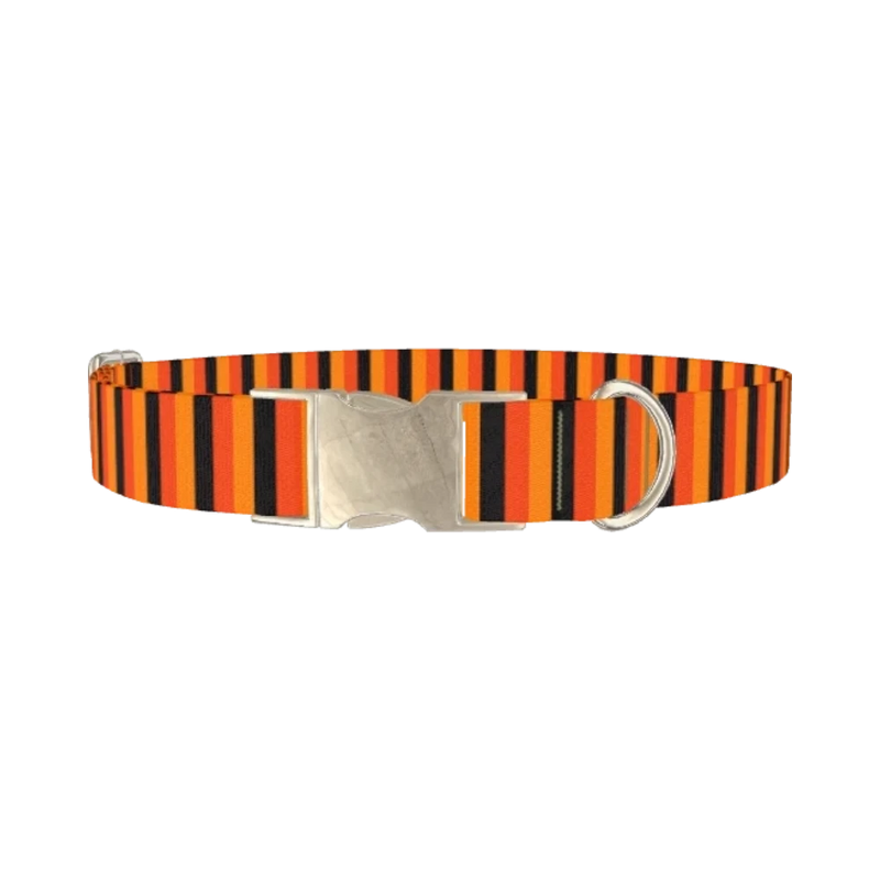 Halloween Stripe Dog Collar - metal silver