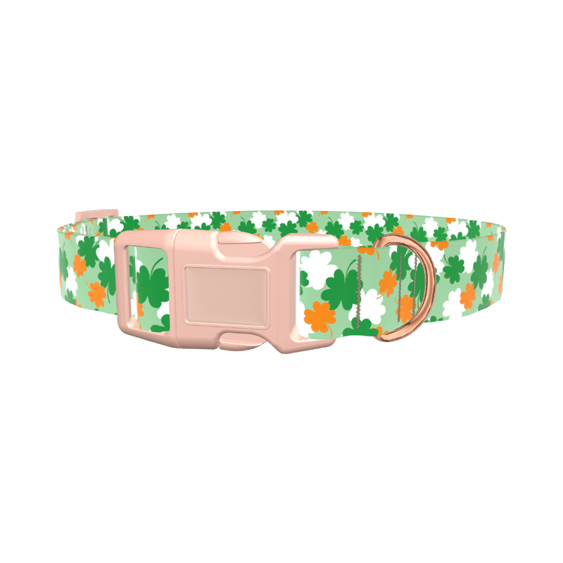 Lucky Clover Pattern Dog Collar - plastic gold