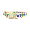 Woof Paw Print Dog Collar - plastic gold
