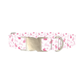 Pink Bunny Floral Dog Collar - metal silver