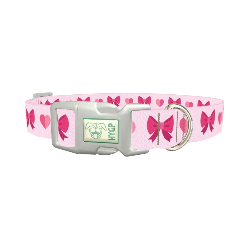 Heart Ribbon Dog Collar - plastic silver