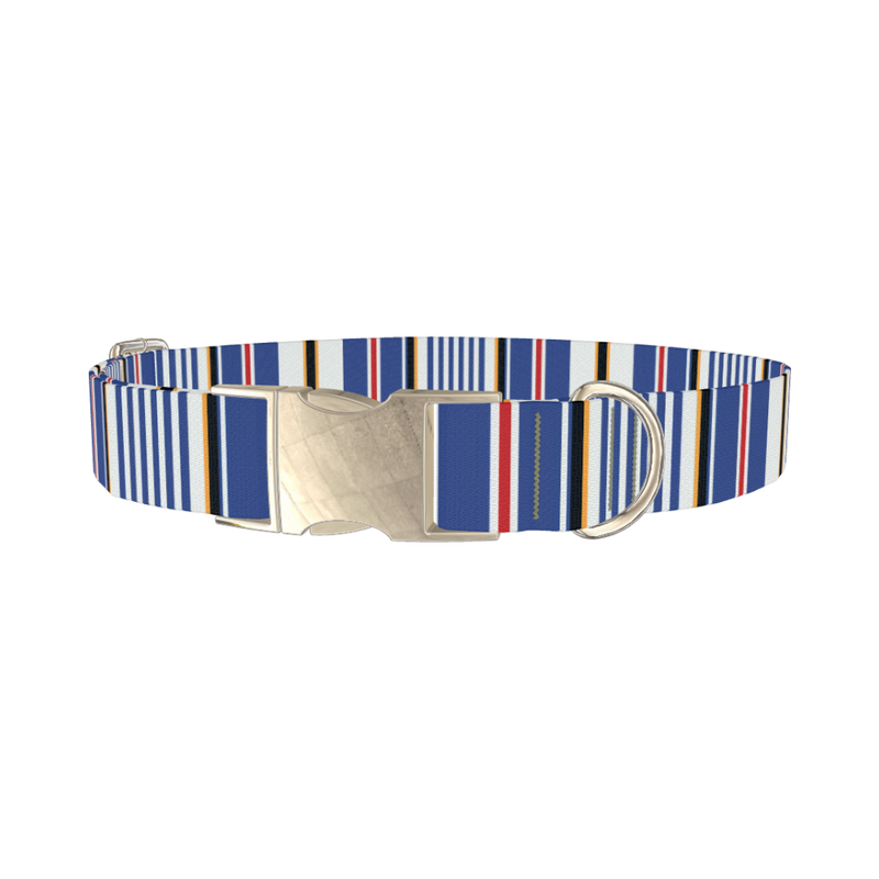 Bold Striped Dog Collar - metal silver