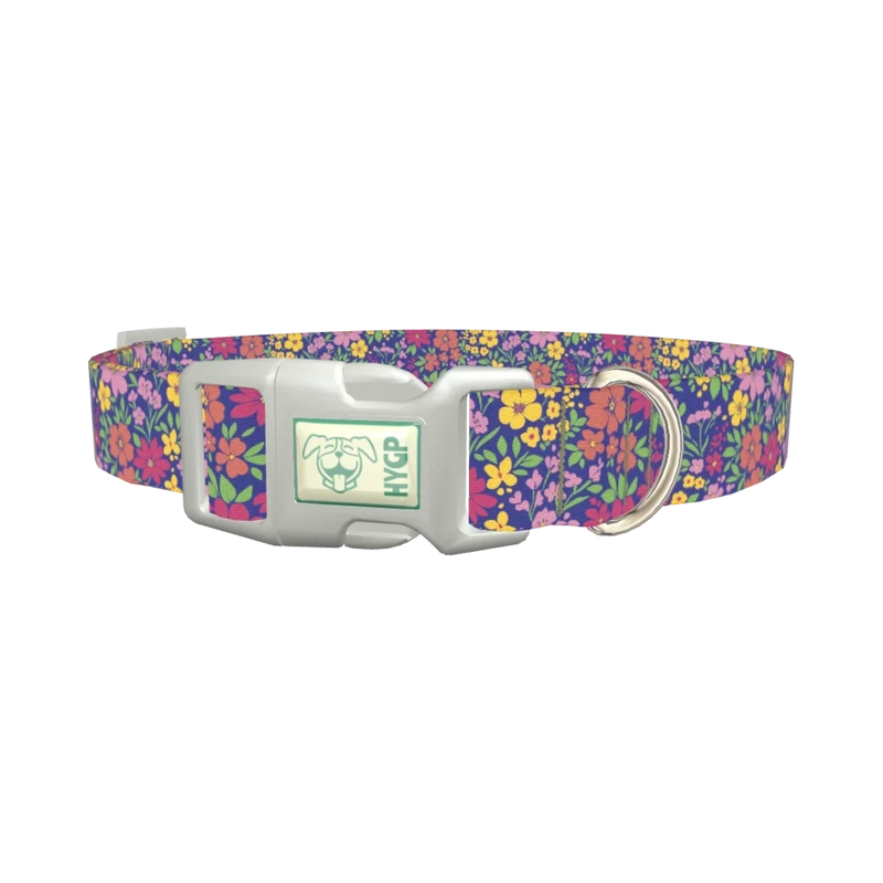 Floral Ditsy Dog Collar - plastic silver
