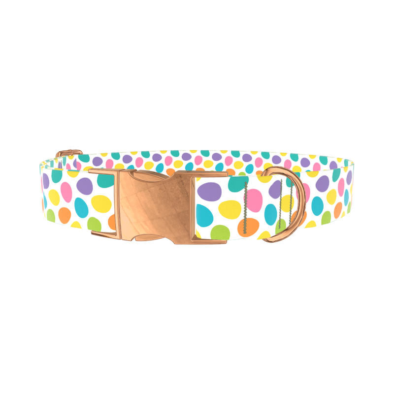 Colorful Easter Egg Dog Collar - metal rose gold