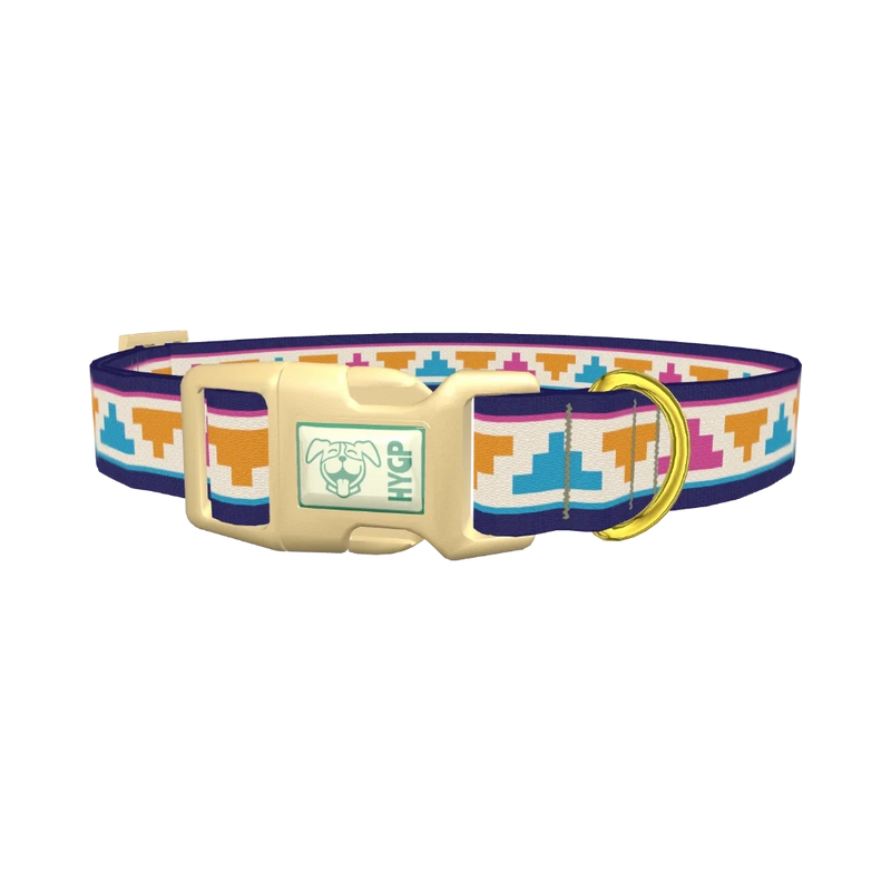 Colorful Tribal Pyramid Dog Collar - plastic gold