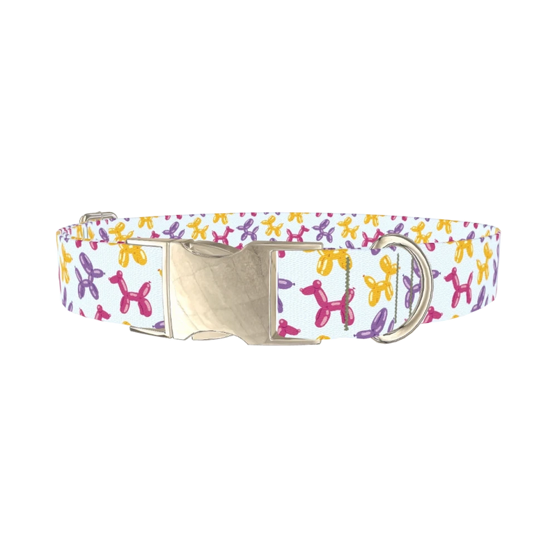 Balloon Dog Pattern Dog Collar - metal silver