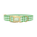 Green Plaid Dog Collar - plastic silver