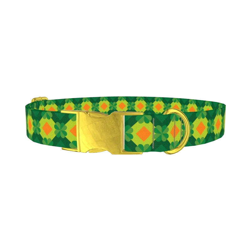 Geometric Shamrock Dog Collar - metal gold