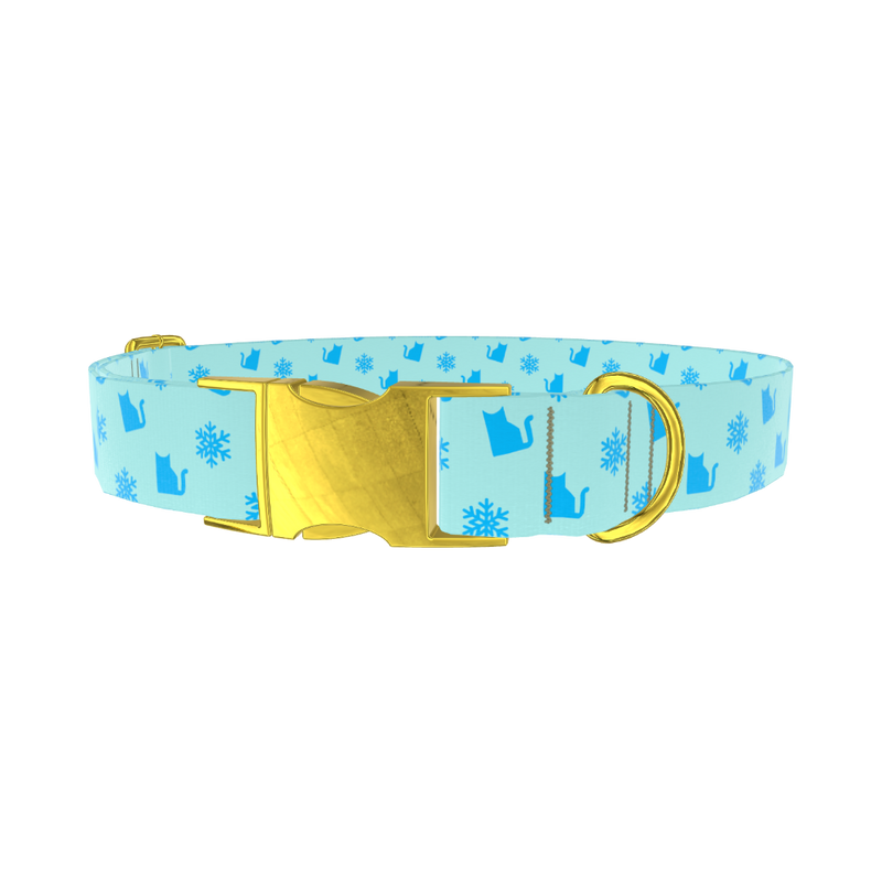 Winter Cat Dog Collar - metal gold