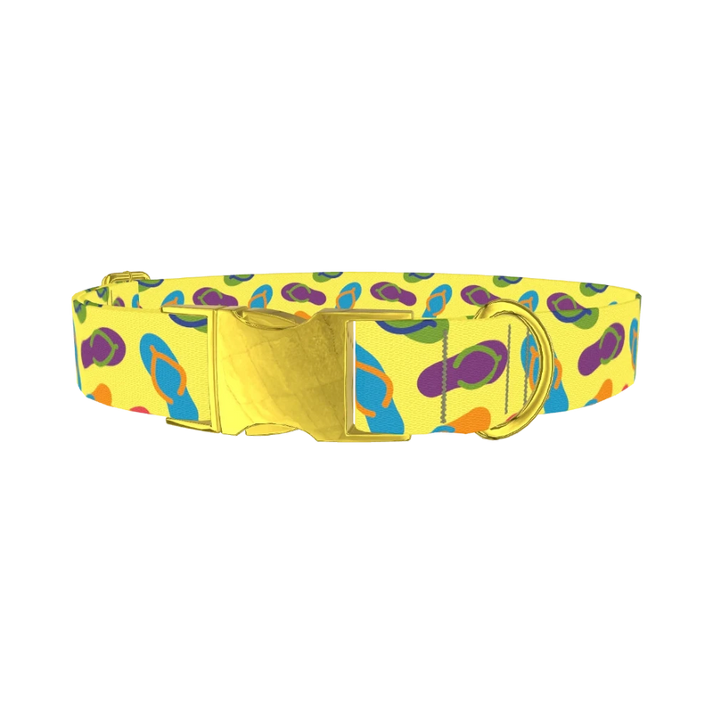 Colorful Flip Flop Dog Collar - metal gold