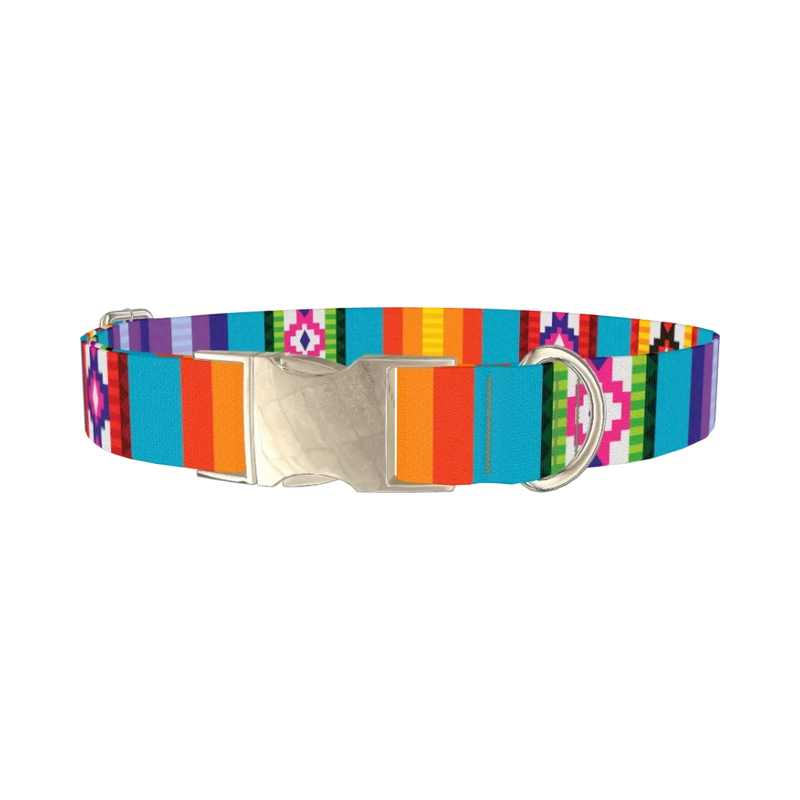 Tribal Aztec Stripe Dog Collar - metal silver