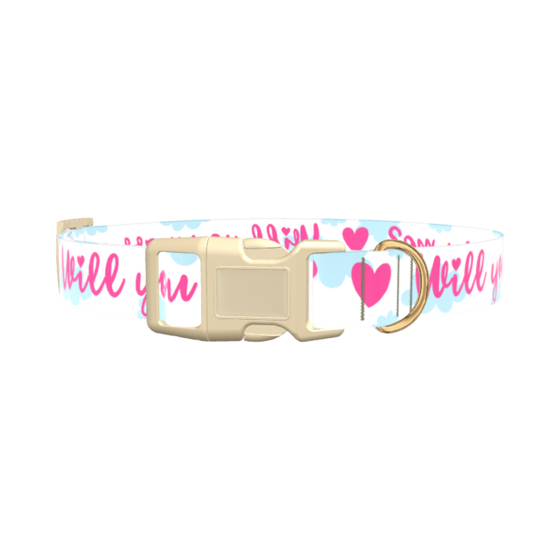 Romantic Heart Dog Collar - plastic rose gold