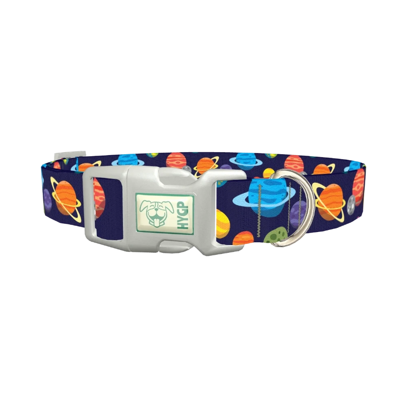 Space Planets Dog Collar - plastic silver