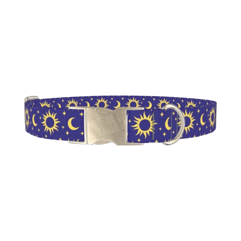 Sun and Moon Dog Collar - metal silver