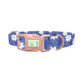Blue Floral Pattern Dog Collar - plastic rose gold