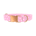 Pink Heart Dog Collar - metal silver