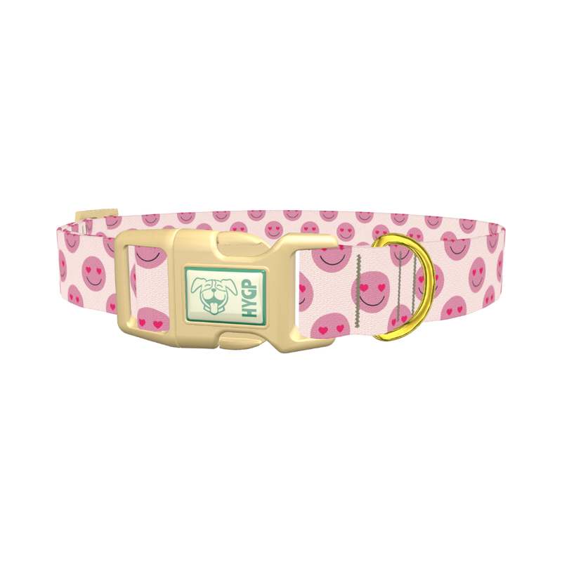 Heart Eyes Emoji Dog Collar - plastic gold