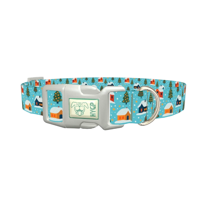 Christmas Village Dog Collar - plastic silver