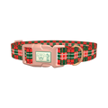 Festive Green Red Plaid Dog Collar - plastic rose gold