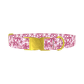 Pink Sakura Blossom Dog Collar - metal gold