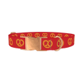 Red Pretzel Dog Collar - metal rose gold