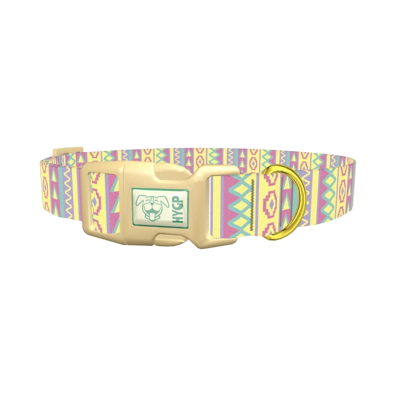 Tribal Diamond Stripe Dog Collar - plastic gold