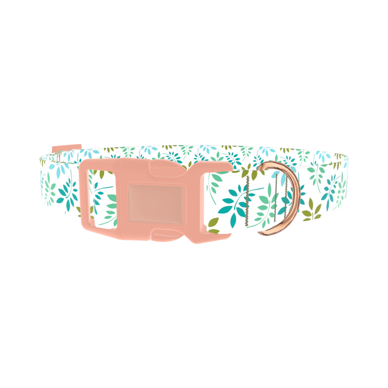 Leaf Pattern Dog Collar - plastic rose gold