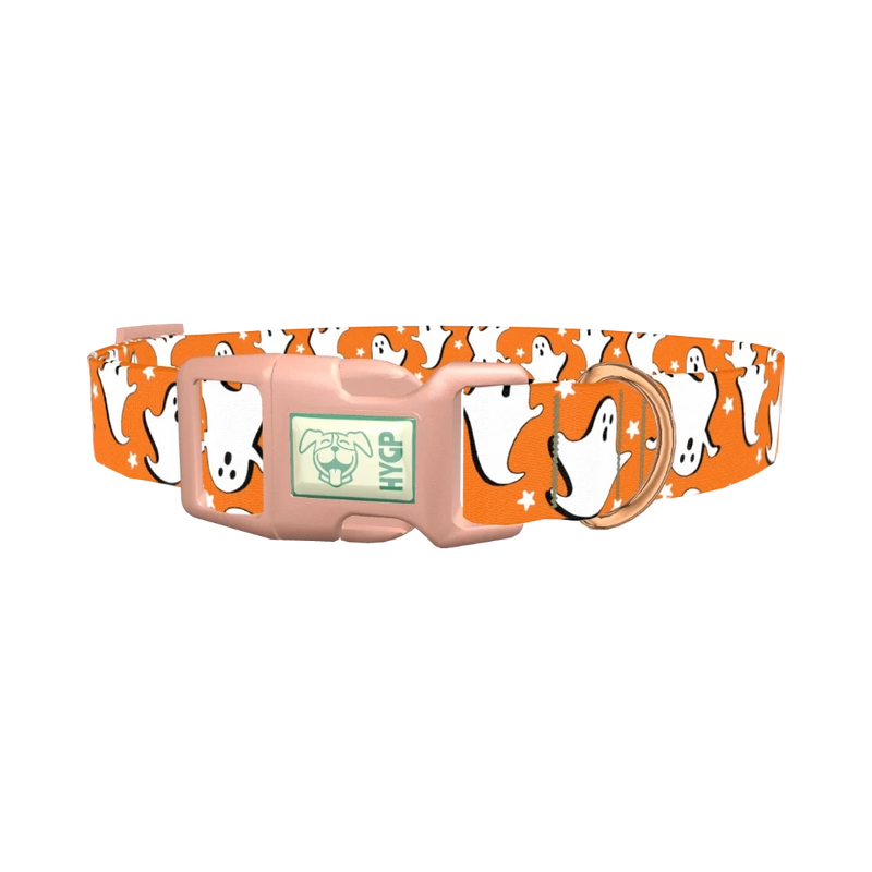 Halloween Ghost Stars Dog Collar - plastic rose gold