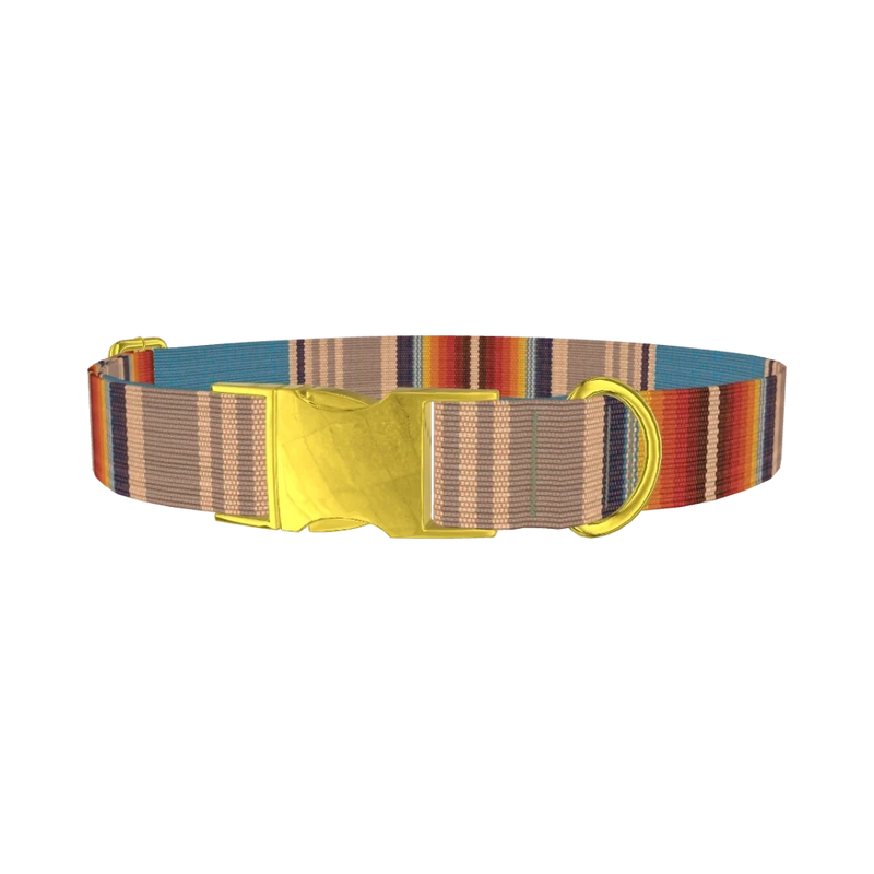 Striped Woven Dog Collar - metal gold