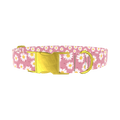 Pink Daisy Dog Collar - metal gold