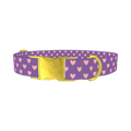 Violet Heart Dog Collar - metal gold