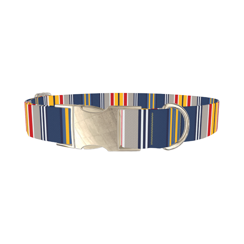 Colorful Striped Dog Collar - metal silver