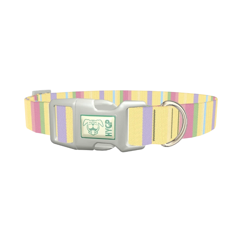 Pastel Stripe Dog Collar - plastic silver