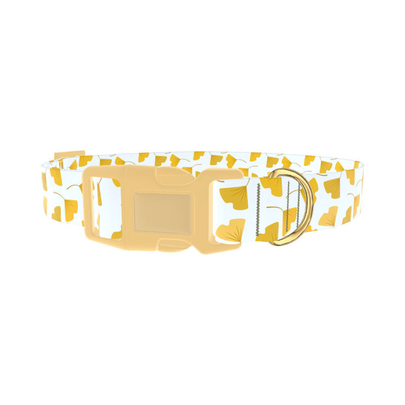 Floral Leaf Dog Collar - plastic gold