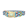 Red Bobber Pattern Dog Collar - plastic gold