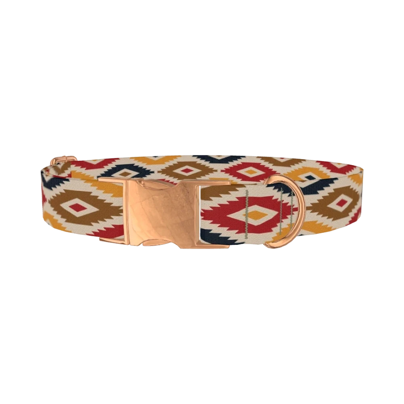 Tribal Rhombus Star Dog Collar - metal rose gold