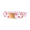 Pink Ribbon Dog Collar - metal rose gold