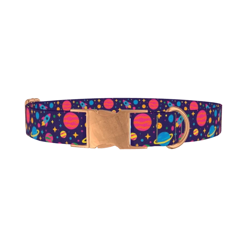 Cosmic Space Dog Collar - metal rose gold