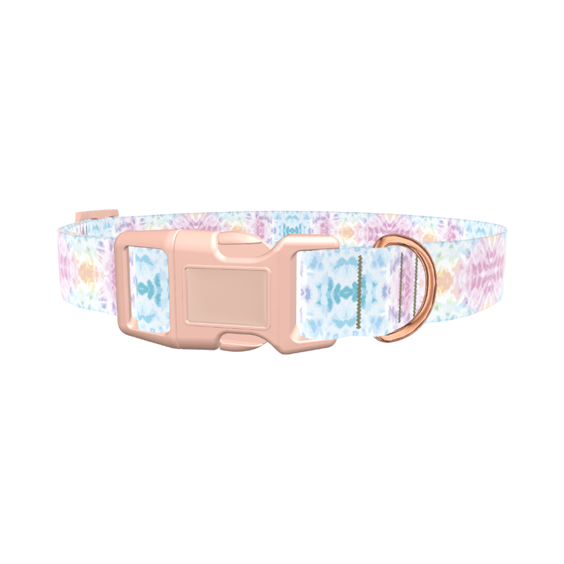 Pastel Tie-Dye Dog Collar - plastic gold