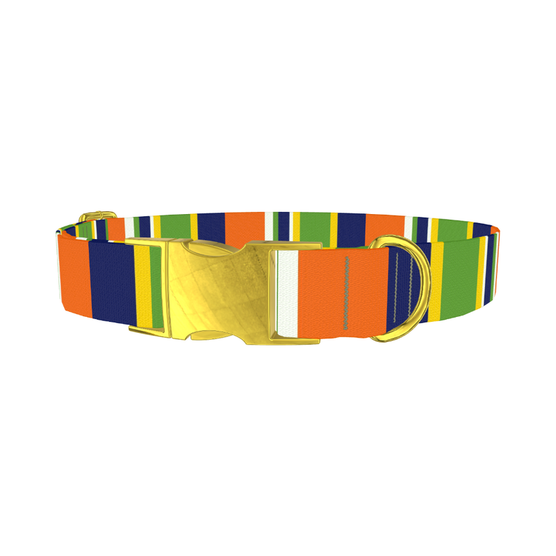 Striped Dog Collar - metal gold