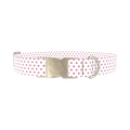 Pink Dot Pattern Dog Collar - metal silver