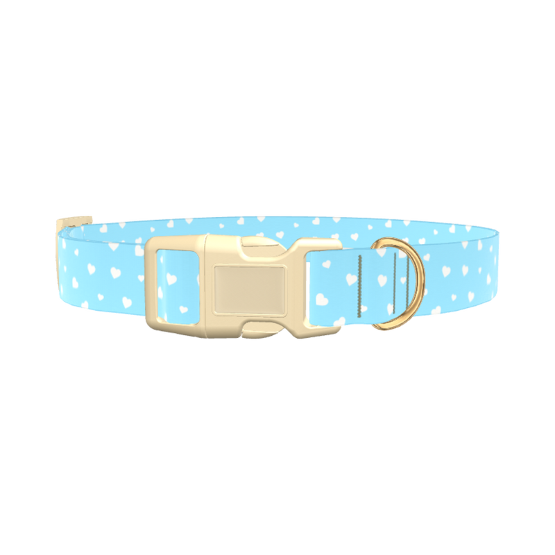 White Heart Pattern Dog Collar - plastic silver