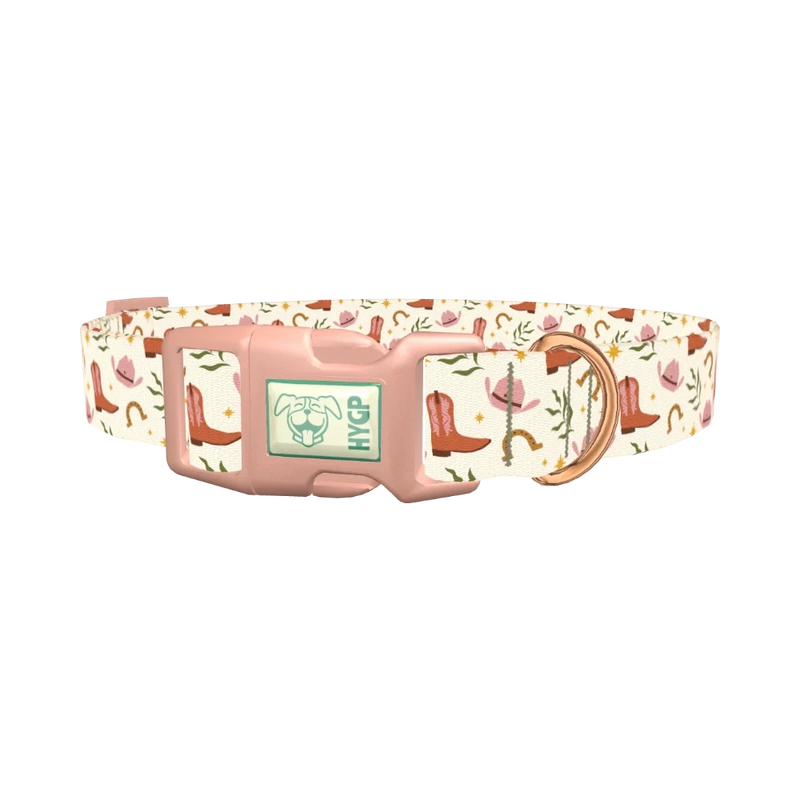 Western Hat Stars Dog Collar - plastic rose gold