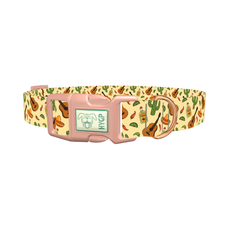 Mexican Fiesta Dog Collar - plastic rose gold