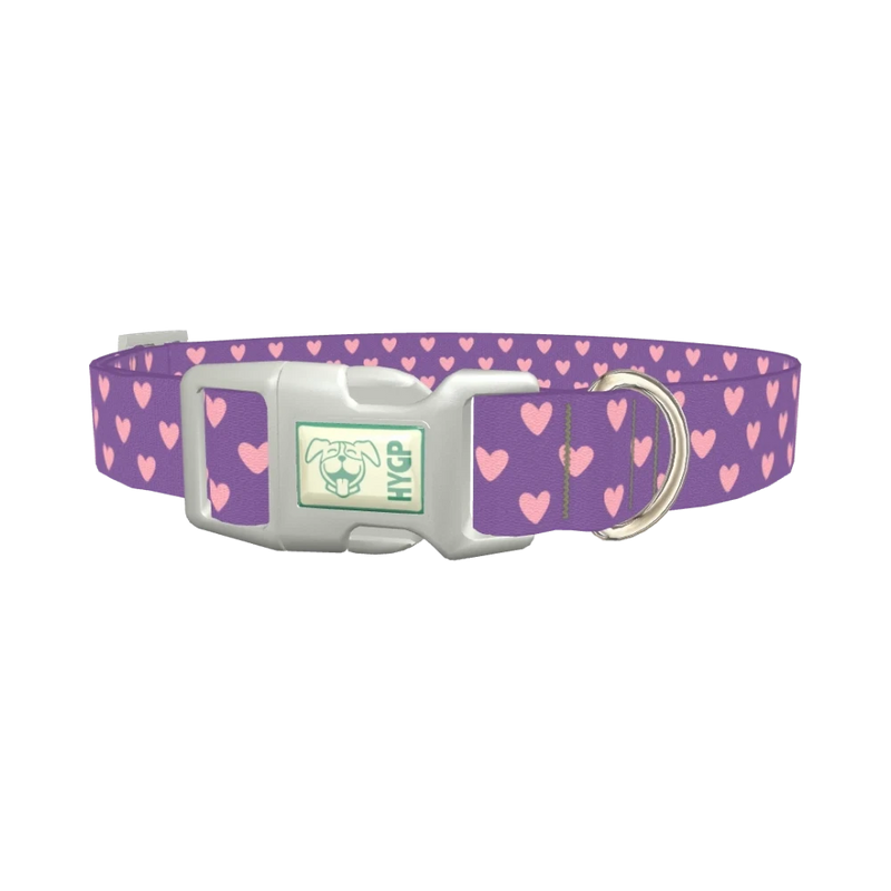 Violet Heart Dog Collar - plastic silver