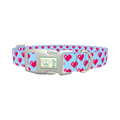 Pixel Heart Blue Dog Collar - plastic silver