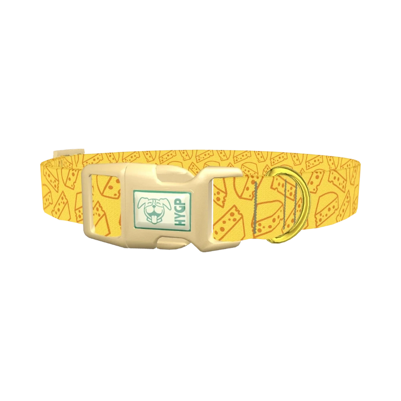 Cheese Slice Pattern Dog Collar - plastic gold