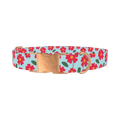 Red Floral Dog Collar - metal rose gold