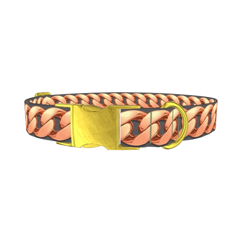 Rose Gold Chain Dog Collar - metal gold