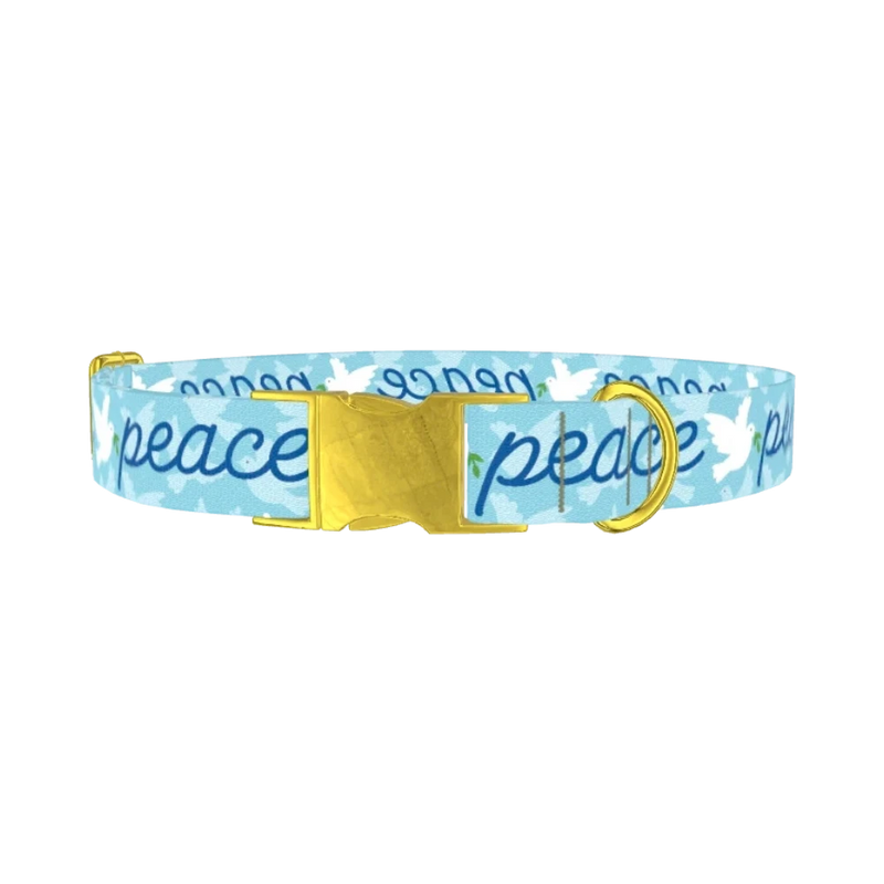Peace Dove Dog Collar - metal gold